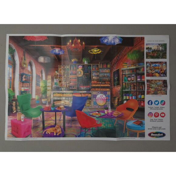 RoseArt My Happy Place Boho Coffeeshop 750 pc Lars Stewart Complete Preowned - Picture 6 of 6